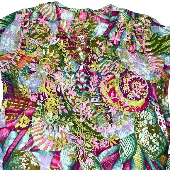 NWT Raj Floral Embroidered Boho Tunic Cover Up Multicolor Medium - Picture 12 of 14
